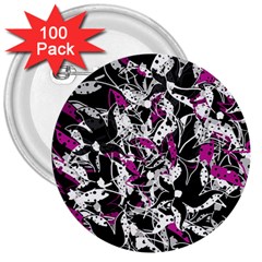 Purple Abstract Flowers 3  Buttons (100 Pack) 