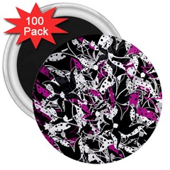 Purple Abstract Flowers 3  Magnets (100 Pack) by Valentinaart