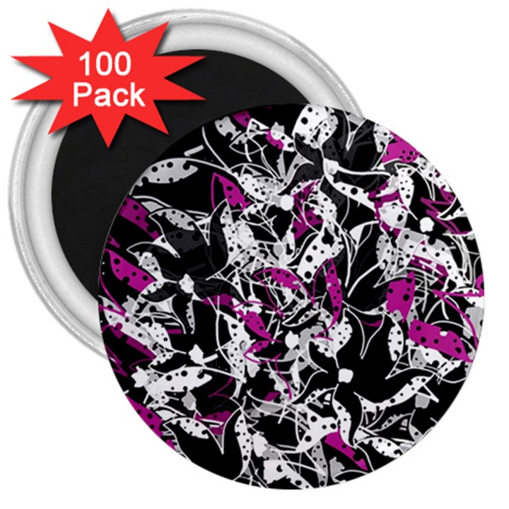 Purple abstract flowers 3  Magnets (100 pack)