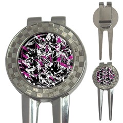 Purple Abstract Flowers 3-in-1 Golf Divots