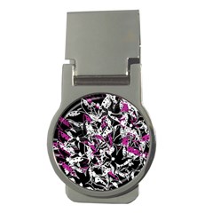 Purple Abstract Flowers Money Clips (round) 