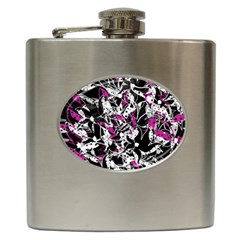 Purple Abstract Flowers Hip Flask (6 Oz)