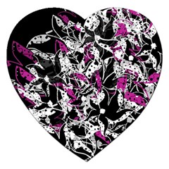 Purple Abstract Flowers Jigsaw Puzzle (heart) by Valentinaart