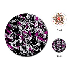 Purple Abstract Flowers Playing Cards (round)  by Valentinaart