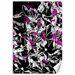 Purple Abstract Flowers Canvas 12  X 18  