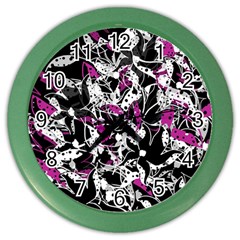 Purple Abstract Flowers Color Wall Clocks