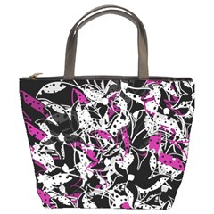 Purple Abstract Flowers Bucket Bags