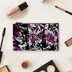 Purple Abstract Flowers Cosmetic Bag (small) 