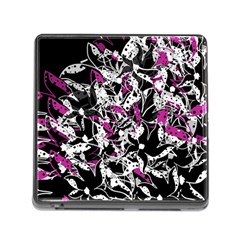 Purple Abstract Flowers Memory Card Reader (square)