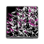 Purple abstract flowers Memory Card Reader (Square) Front