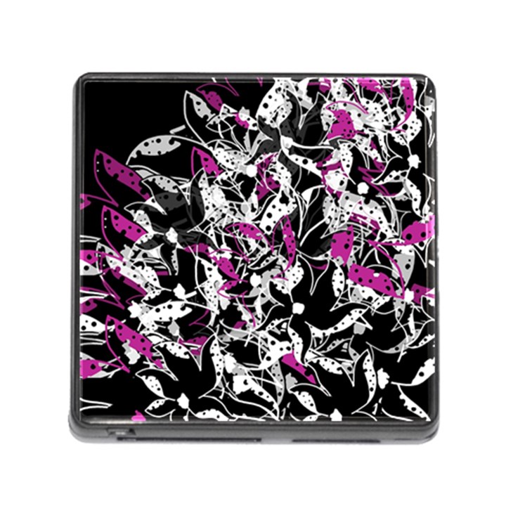 Purple abstract flowers Memory Card Reader (Square)