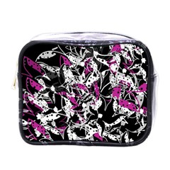 Purple Abstract Flowers Mini Toiletries Bags