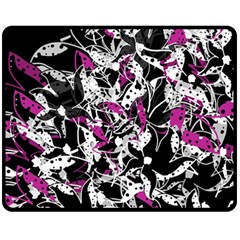 Purple Abstract Flowers Fleece Blanket (medium) 