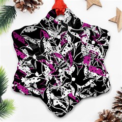 Purple Abstract Flowers Snowflake Ornament (2-side) by Valentinaart