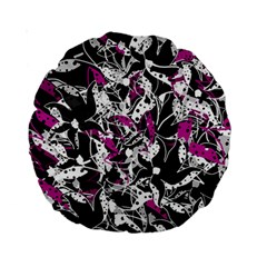 Purple Abstract Flowers Standard 15  Premium Round Cushions