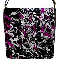 Purple Abstract Flowers Flap Messenger Bag (s)