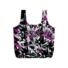 Purple Abstract Flowers Full Print Recycle Bags (s)  by Valentinaart