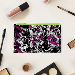 Purple Abstract Flowers Cosmetic Bag (xs)