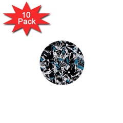 Blue Abstract Flowers 1  Mini Buttons (10 Pack) 