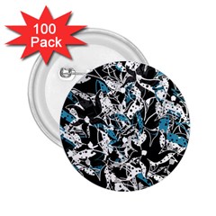 Blue Abstract Flowers 2 25  Buttons (100 Pack) 