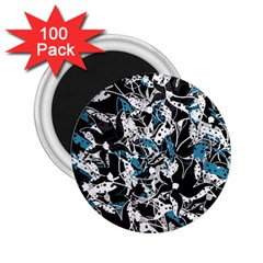 Blue Abstract Flowers 2 25  Magnets (100 Pack) 