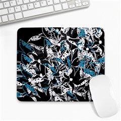 Blue Abstract Flowers Large Mousepads by Valentinaart