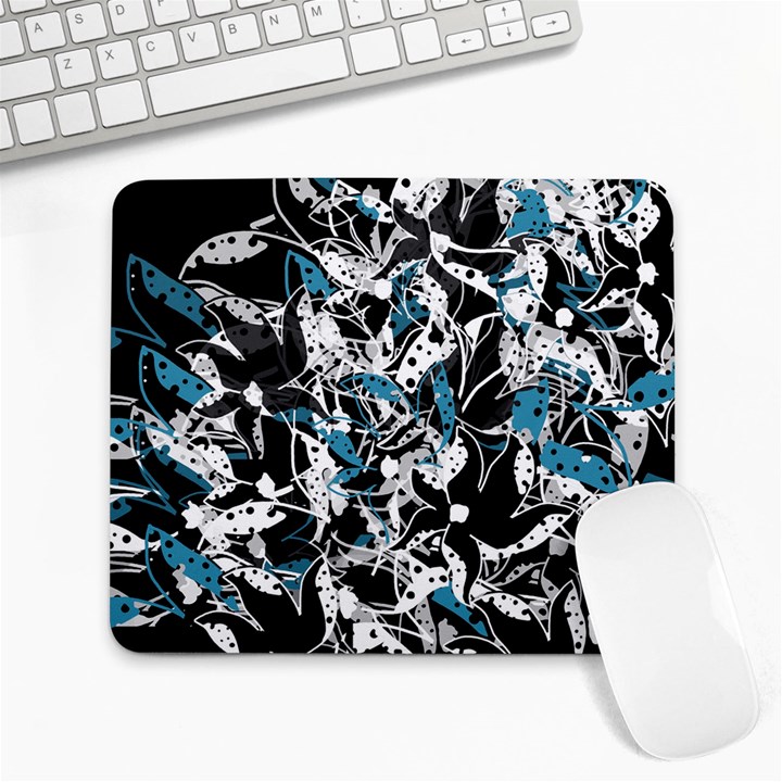 Blue abstract flowers Large Mousepads