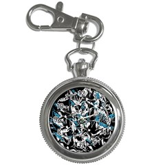 Blue Abstract Flowers Key Chain Watches