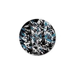 Blue Abstract Flowers Golf Ball Marker