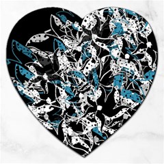 Blue Abstract Flowers Jigsaw Puzzle (heart)