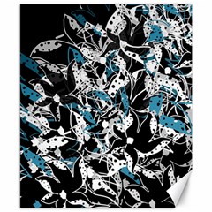 Blue Abstract Flowers Canvas 8  X 10 