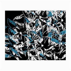 Blue Abstract Flowers Small Glasses Cloth (2-side)