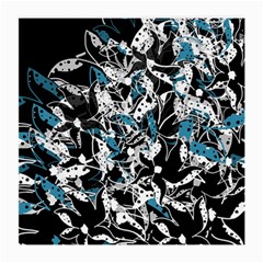 Blue Abstract Flowers Medium Glasses Cloth