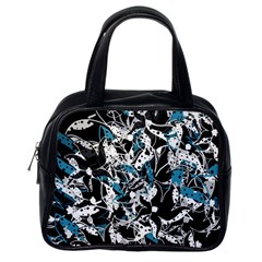 Blue Abstract Flowers Classic Handbags (one Side)