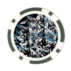 Blue Abstract Flowers Poker Chip Card Guards (10 Pack) 