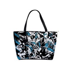 Blue Abstract Flowers Shoulder Handbags