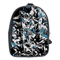 Blue Abstract Flowers School Bags(large) 