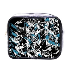 Blue Abstract Flowers Mini Toiletries Bags