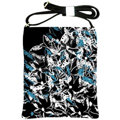 Blue Abstract Flowers Shoulder Sling Bags