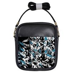 Blue Abstract Flowers Girls Sling Bags