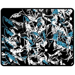 Blue Abstract Flowers Fleece Blanket (medium) 