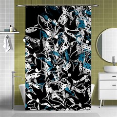 Blue Abstract Flowers Shower Curtain 48  X 72  (small)  by Valentinaart