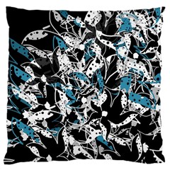 Blue Abstract Flowers Large Cushion Case (one Side)