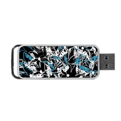 Blue Abstract Flowers Portable Usb Flash (one Side) by Valentinaart