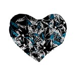 Blue abstract flowers Standard 16  Premium Heart Shape Cushions Front