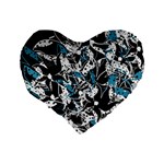 Blue abstract flowers Standard 16  Premium Heart Shape Cushions Back