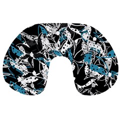 Blue Abstract Flowers Travel Neck Pillows