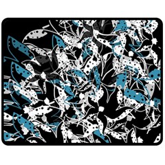 Blue Abstract Flowers Double Sided Fleece Blanket (medium) 