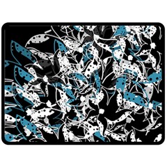 Blue Abstract Flowers Double Sided Fleece Blanket (large) 