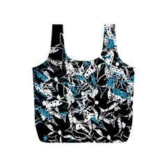 Blue Abstract Flowers Full Print Recycle Bags (s)  by Valentinaart